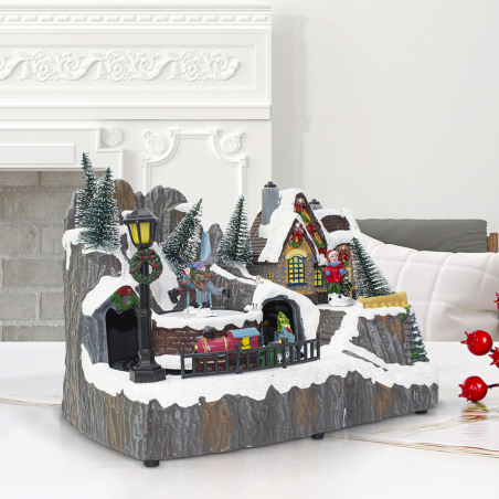 Aldea Navideña 23x15x18cm 361074 Decoración con Luces, Música y Movimiento