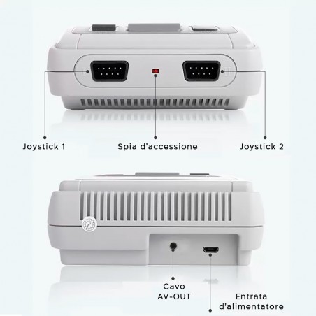 Super Mini SFC 496060 Consola videojuegos retro para 2 jugadores con 620 juegos