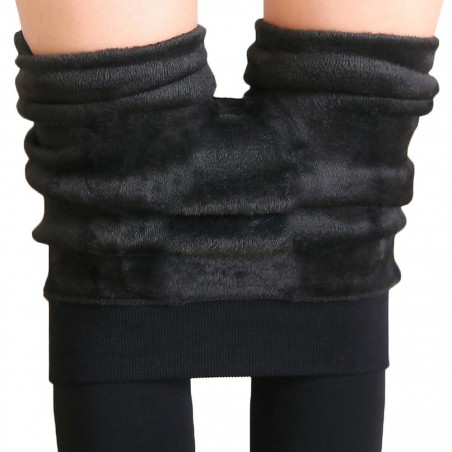 2 uds Leggings mujer térmico polar ZERO DEGREES negro con felpa sin costuras