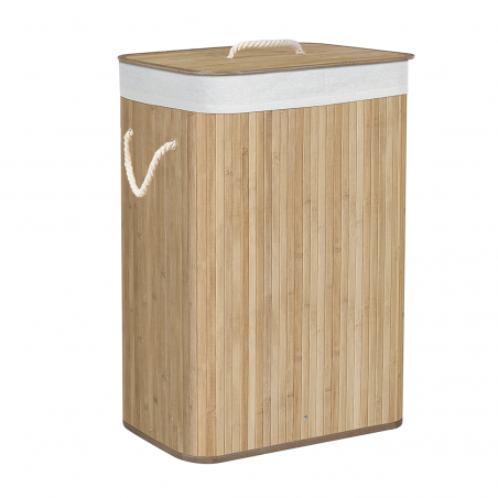 Cesta para la ropa o juguetes de bambú con asas y tapa 60 x 40 x 27 cm