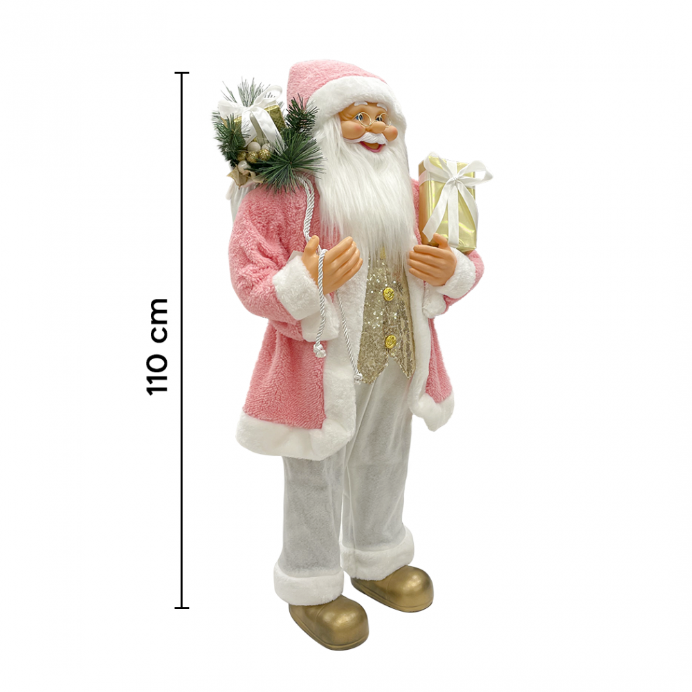 Papá noel 110H cm vestido rosa y blanco 144283...