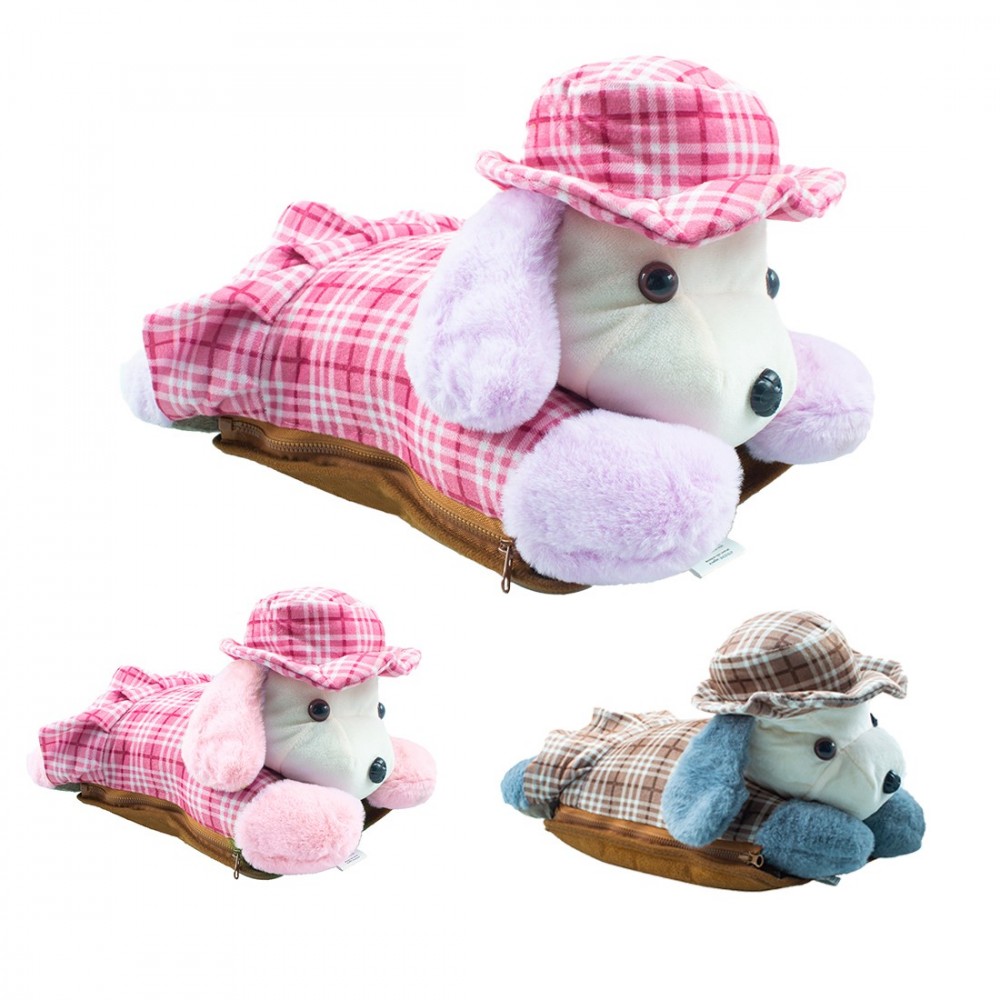 Bolsa de agua caliente eléctrica perro de peluche 439001 recargable con bolsillo Lila