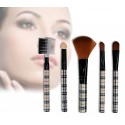 Set de brochas y pinceles de maquillaje (5 piezas - con motivo ESCOCÉS) en práctico estuche