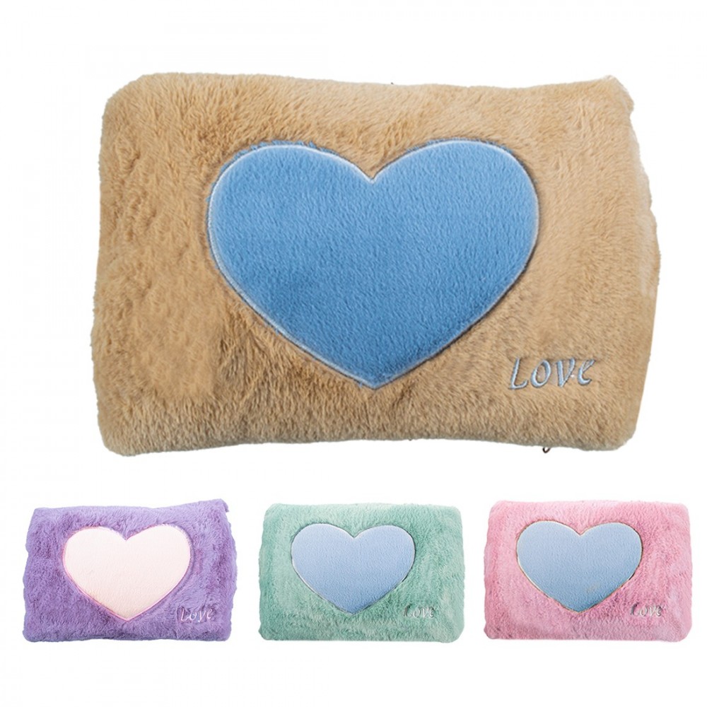Bolsa de agua caliente eléctrica con corazón 439005 recargable bolsillo de felpa Rosa
