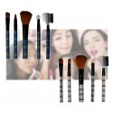 Set de brochas y pinceles de maquillaje (5 piezas - con motivo ESCOCÉS) en práctico estuche