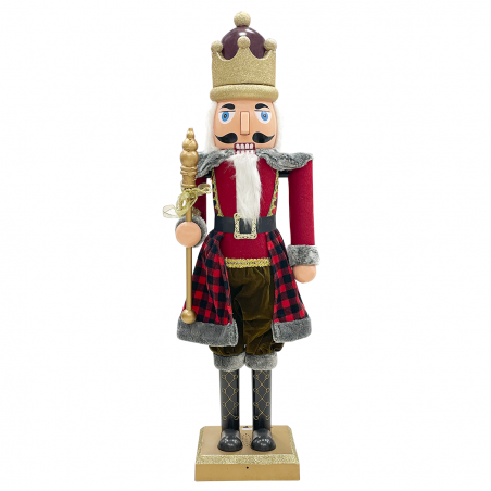 Soldado Cascanueces 392075 rojo escocés 160H cm con luces, sonidos y movimiento