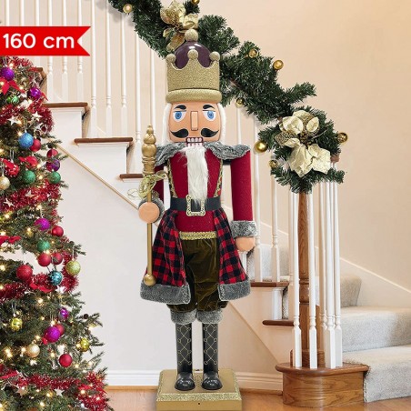 Soldado Cascanueces 392075 rojo escocés 160H cm con luces, sonidos y movimiento