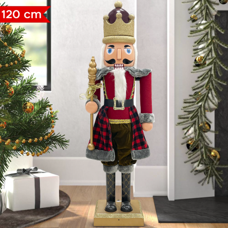 Soldado Cascanueces 392076 rojo escocés 120H cm con luces, sonidos y movimiento