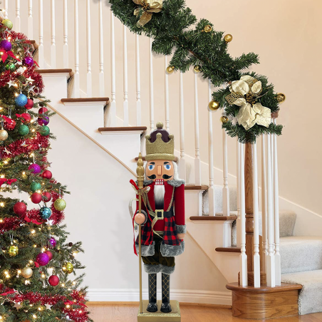 Soldado cascanueces 392077 rojo escocés 80H cm sdornos navideños