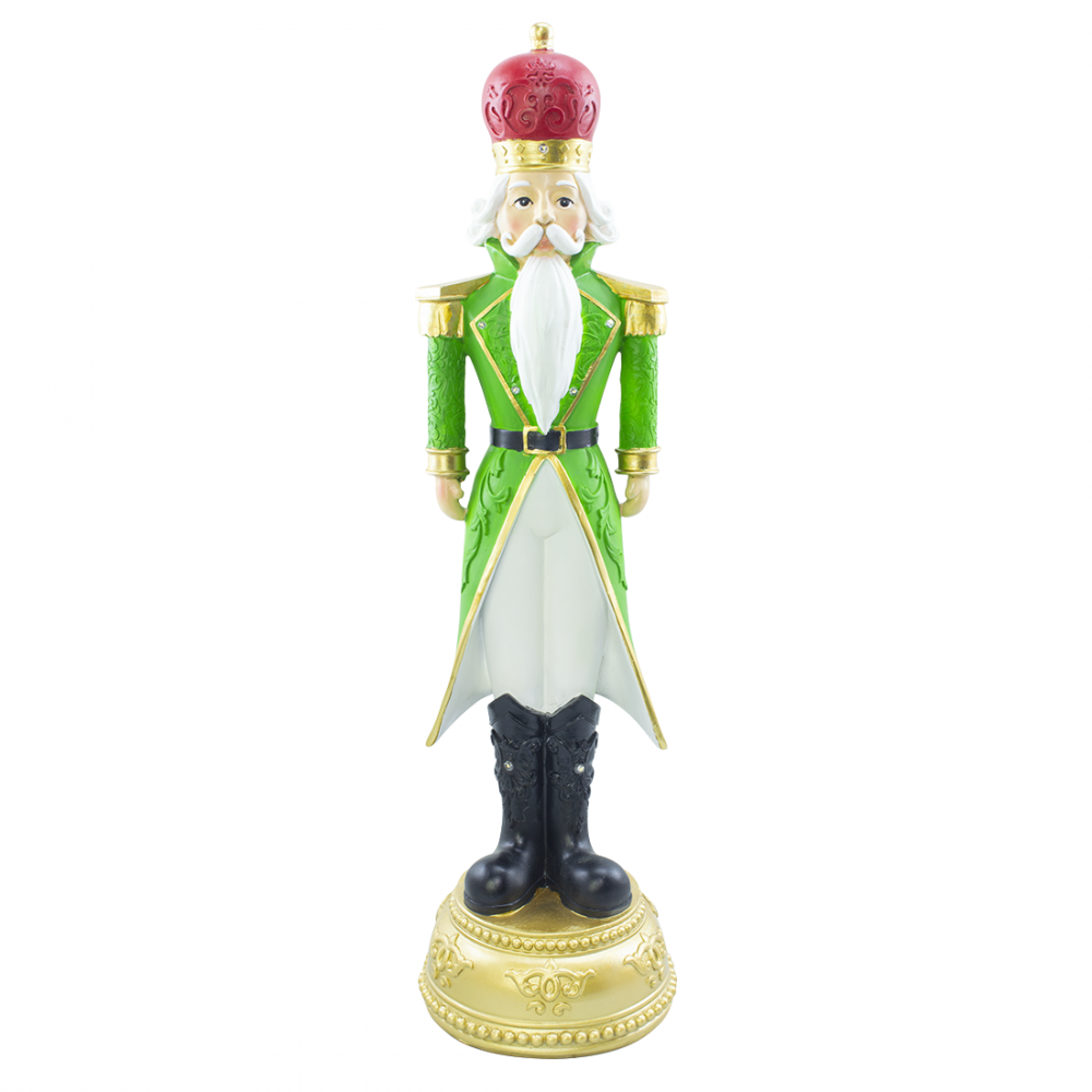 Cascanueces de navidad soldado verde H71cm 436024 poliresina con mini luces