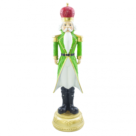 Cascanueces de navidad soldado verde H71cm 436024 poliresina con mini luces