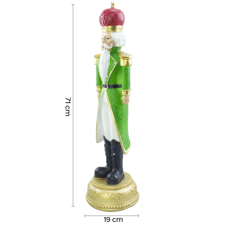 Cascanueces de navidad soldado verde H71cm 436024 poliresina con mini luces