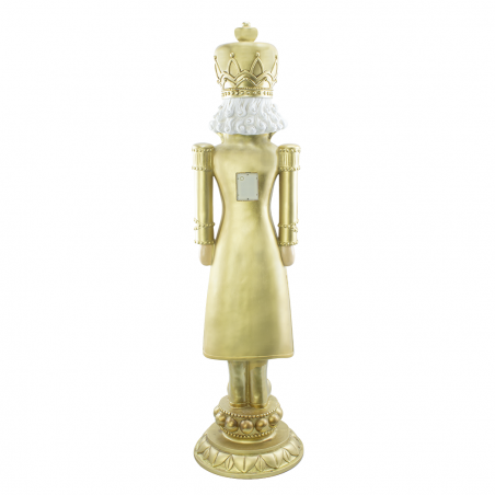Soldado cascanueces navideño blanco y dorado Al.117cm 436025 Poliresina con luz