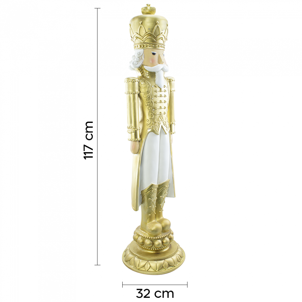 Soldado cascanueces navideño blanco y dorado...