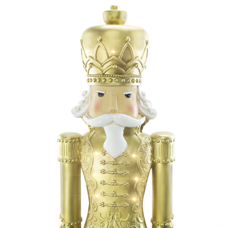 Soldado cascanueces navideño blanco y dorado Al.117cm 436025 Poliresina con luz