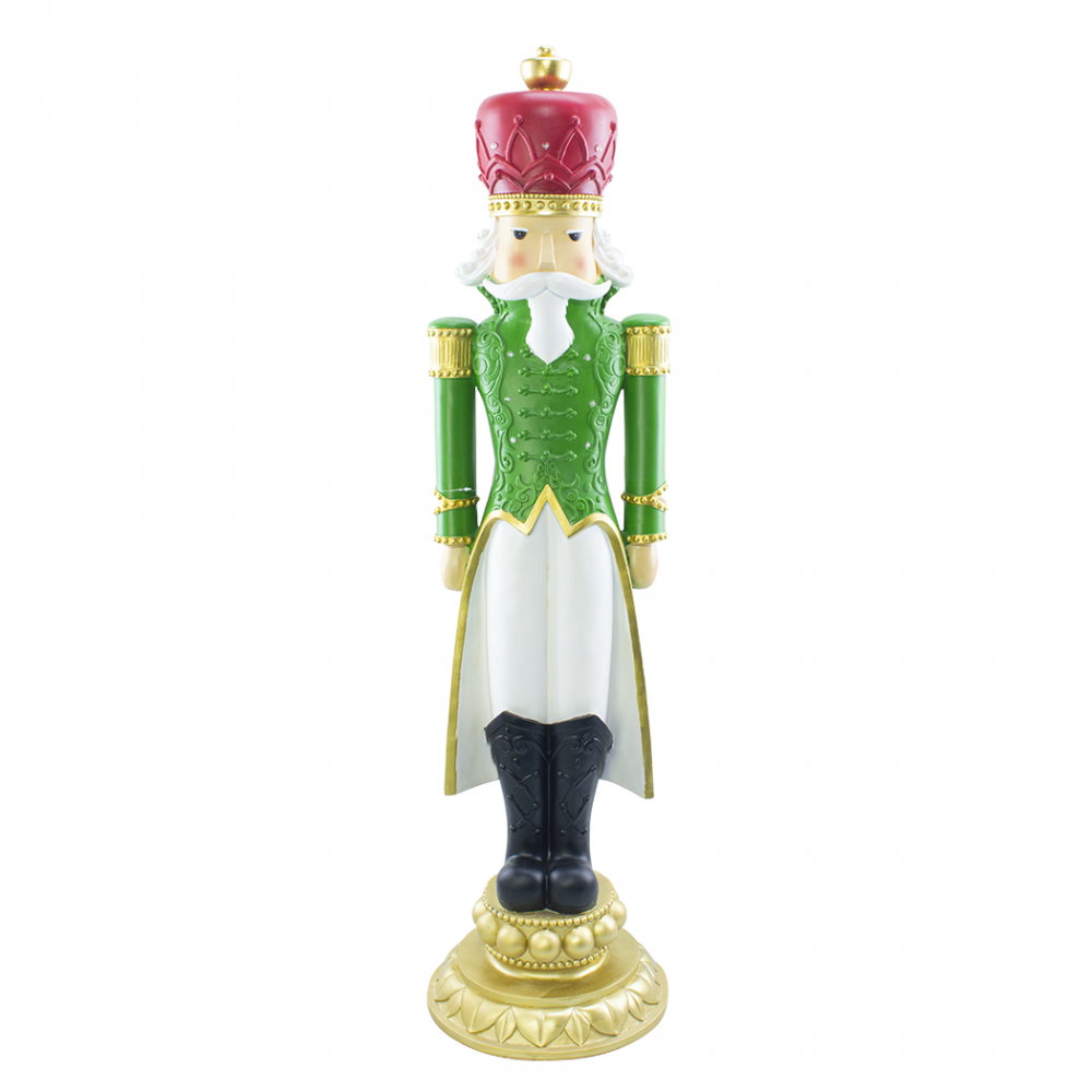 Cascanueces de navidad soldado verde H117cm 436026 poliresina con mini luces