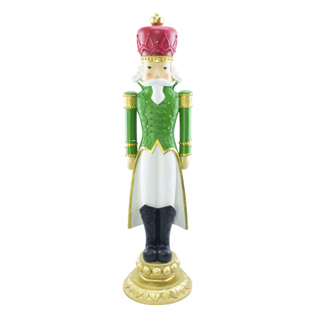 Cascanueces de navidad soldado verde H117cm 436026 poliresina con mini luces