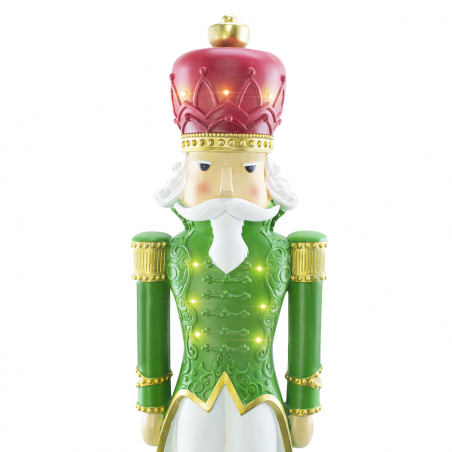 Cascanueces de navidad soldado verde H117cm 436026 poliresina con mini luces