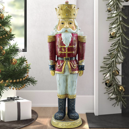 Cascanueces de navidad soldado rojo H92cm 436017 Poliresina con mini luces