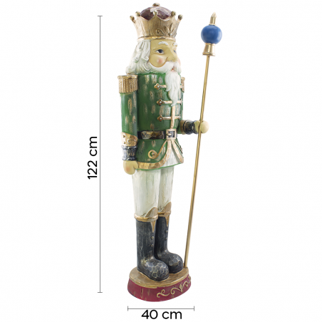Cascanueces de Navidad Soldado Verde H122cm 436018 Poliresina con mini luces