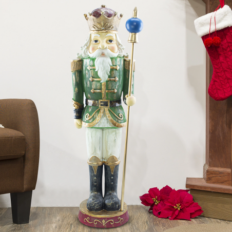 Cascanueces de Navidad Soldado Verde H122cm 436018 Poliresina con mini luces