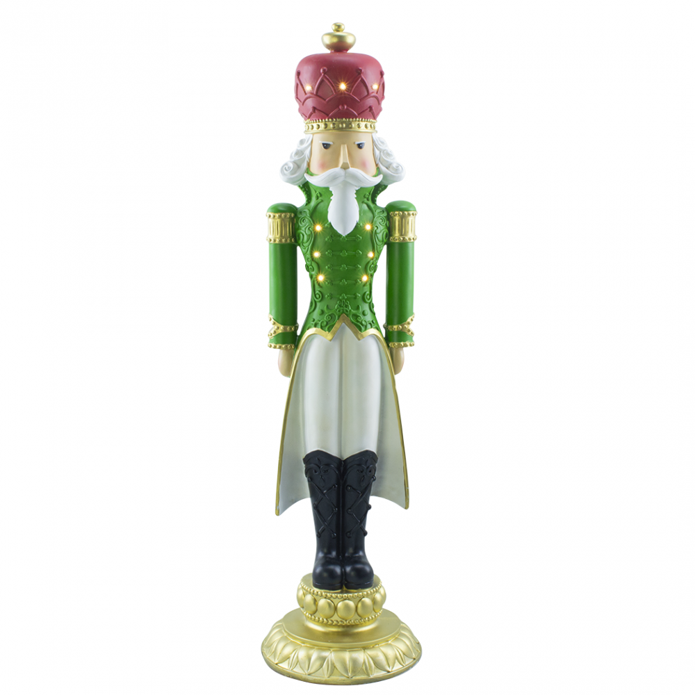 Soldado cascanueces de navidad Verde H91cm 436020 Poliresina con mini luces