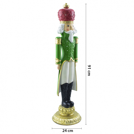 Soldado cascanueces de navidad Verde H91cm 436020 Poliresina con mini luces