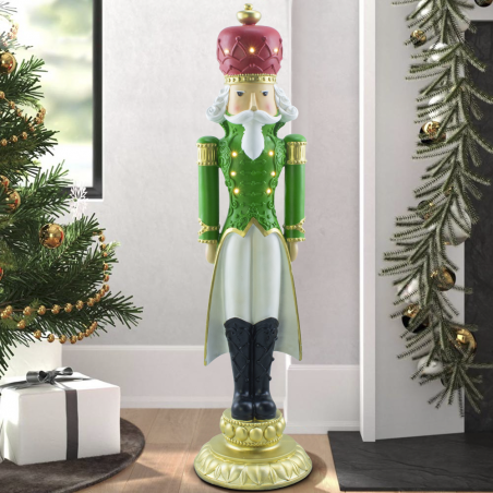 Soldado cascanueces de navidad Verde H91cm 436020 Poliresina con mini luces