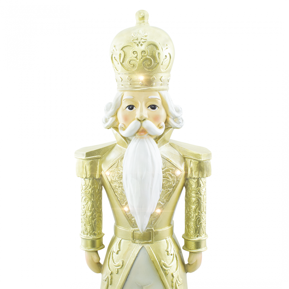 Soldado Cascanueces Navideño Blanco y Dorado...