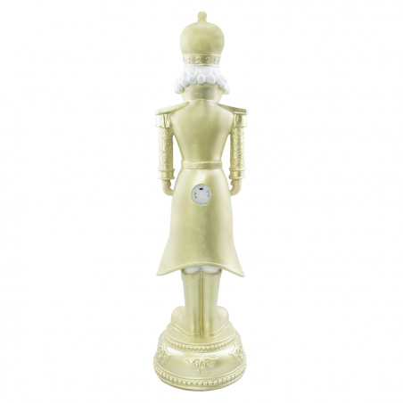 Soldado Cascanueces Navideño Blanco y Dorado Al.71cm 436023 Poliresina con luces