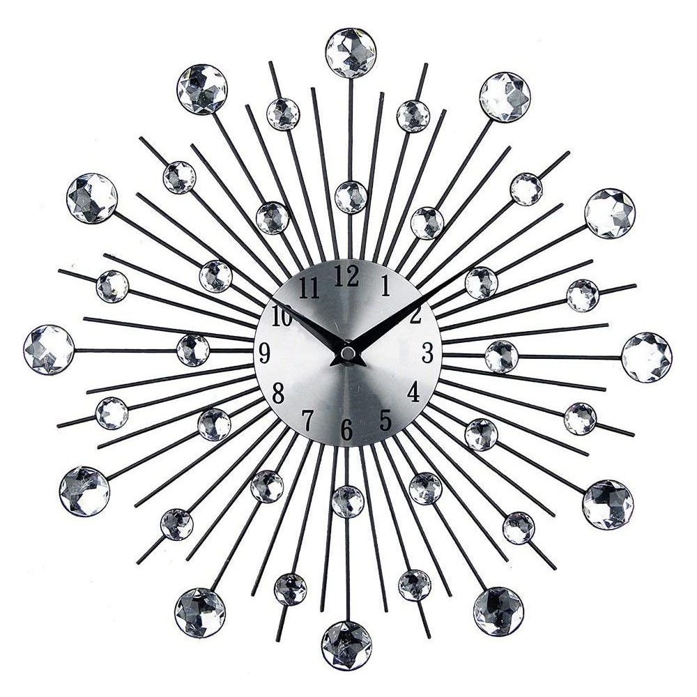 Reloj de Pared 539312 Metal 30cm con Bolas de Cristal Decoración Hogar