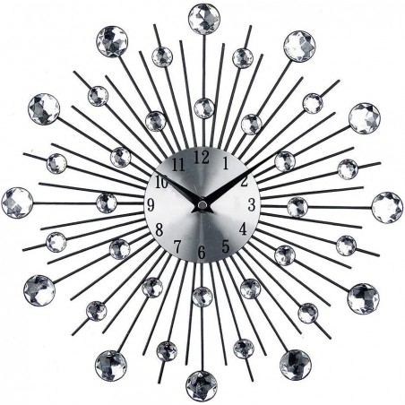 Reloj de Pared 539312 Metal 30cm con Bolas de Cristal Decoración Hogar