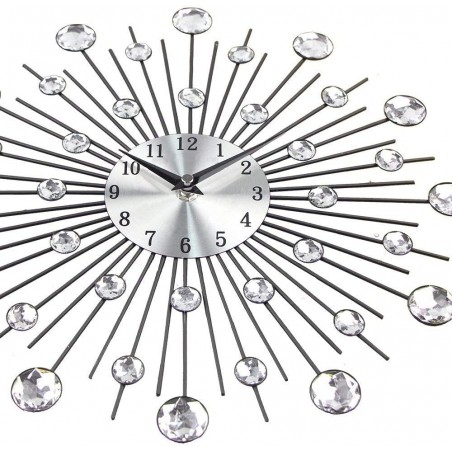 Reloj de Pared 539312 Metal 30cm con Bolas de Cristal Decoración Hogar