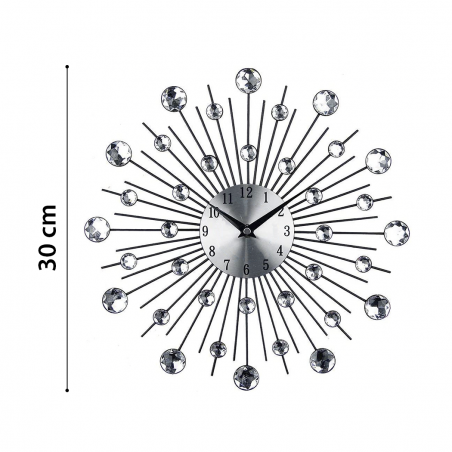 Reloj de Pared 539312 Metal 30cm con Bolas de Cristal Decoración Hogar
