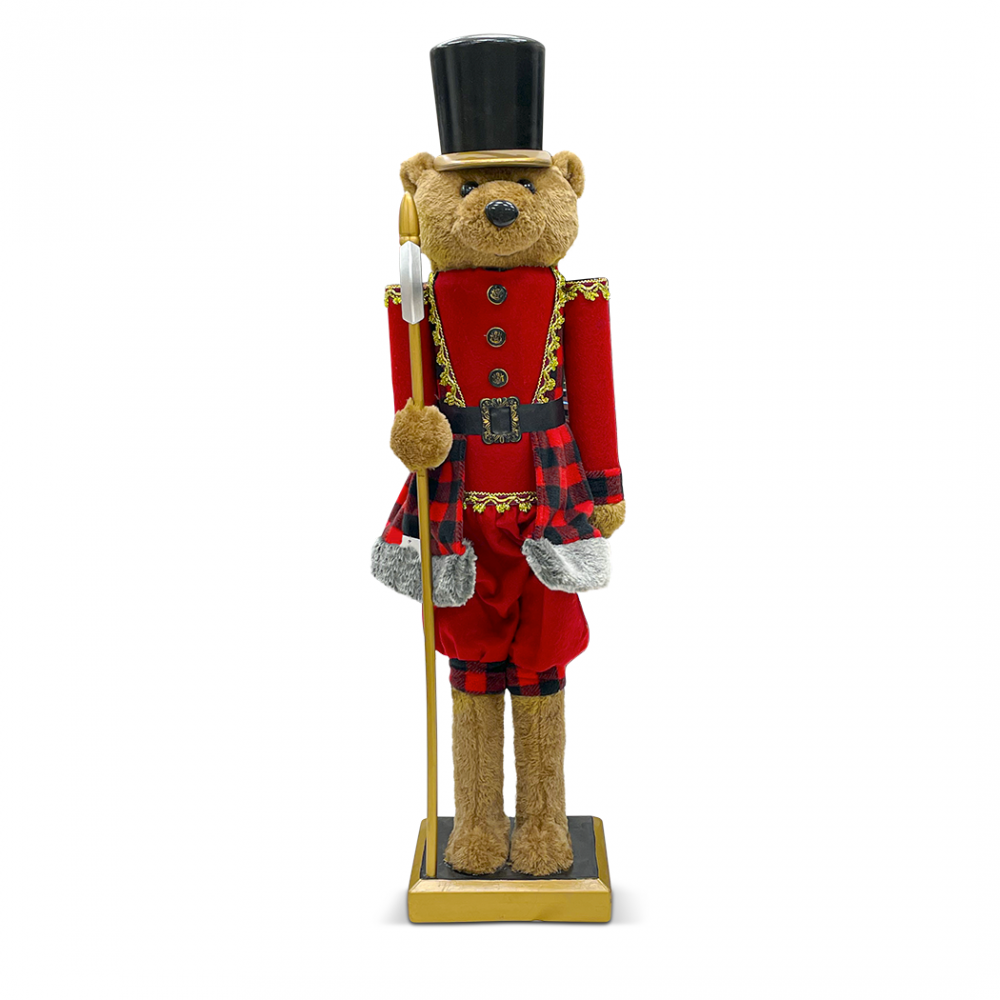 Oso Cascanueces 392051 Soldado juguete rojo con hacha 80H cm decoración navideña