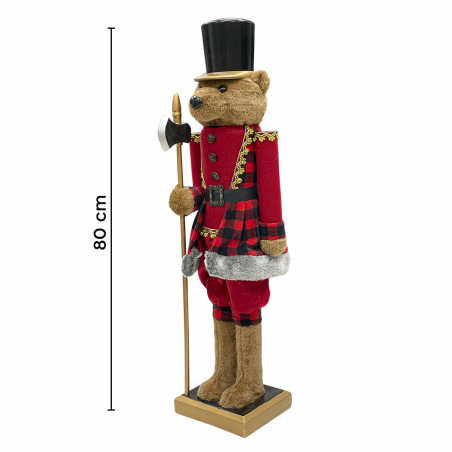 Oso Cascanueces 392051 Soldado juguete rojo con hacha 80H cm decoración navideña