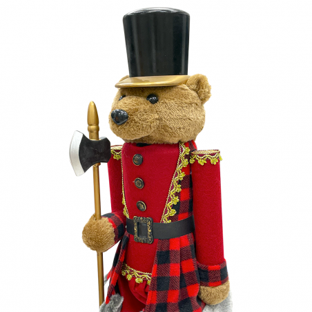 Oso Cascanueces 392051 Soldado juguete rojo con hacha 80H cm decoración navideña