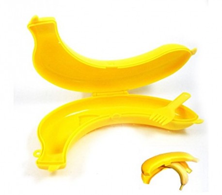 Porta-plátanos con tenedor (color amarillo)