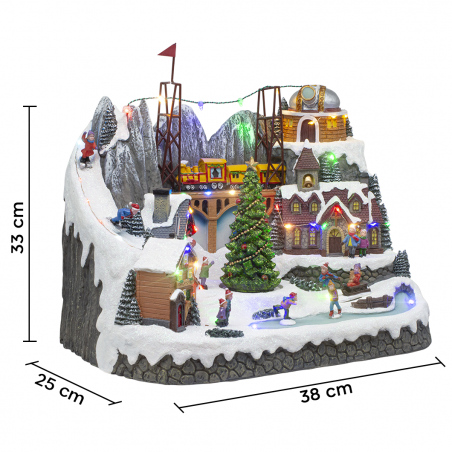 Aldea Navideña 38x25x33cm 367007 Decoración con Luces, Música y Movimiento