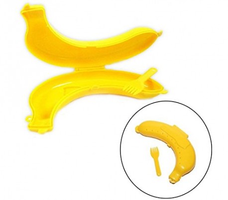Porta-plátanos con tenedor (color amarillo)