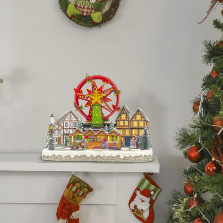 Pueblo con noria 40x21x31cm 367008 Decoración con Luces, Sonidos y Movimiento