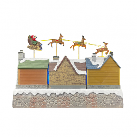 Pueblo navideño y trineo 367011 con Luces, Sonidos y Movimiento 40x18x28cm