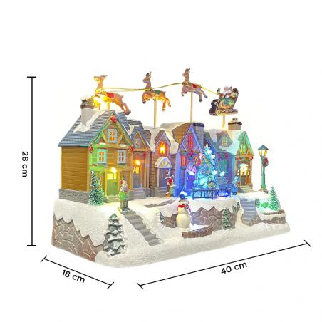 Pueblo navideño y trineo 367011 con Luces, Sonidos y Movimiento 40x18x28cm