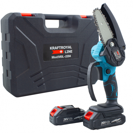 Mini motosierra de poda manual KRAFTROYAL Batería 26V 4" con Maletín