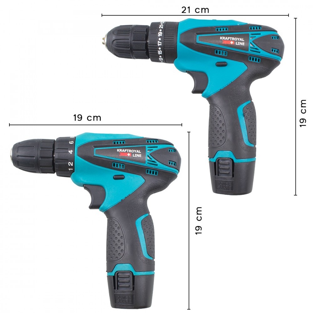 Taladro atornillador inalámbrico 18V KRAFTROYAL...