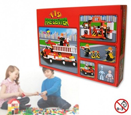 Juego de construcción con motivo de BOMBEROS set de 190 PZ con 2 personajes incluye camión y escalera extensible M38-B3000