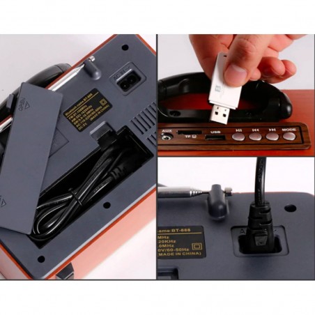 Q-YX2022 Radio retro inalámbrica control remoto MP3 Tarjeta TF portátil USB AUX