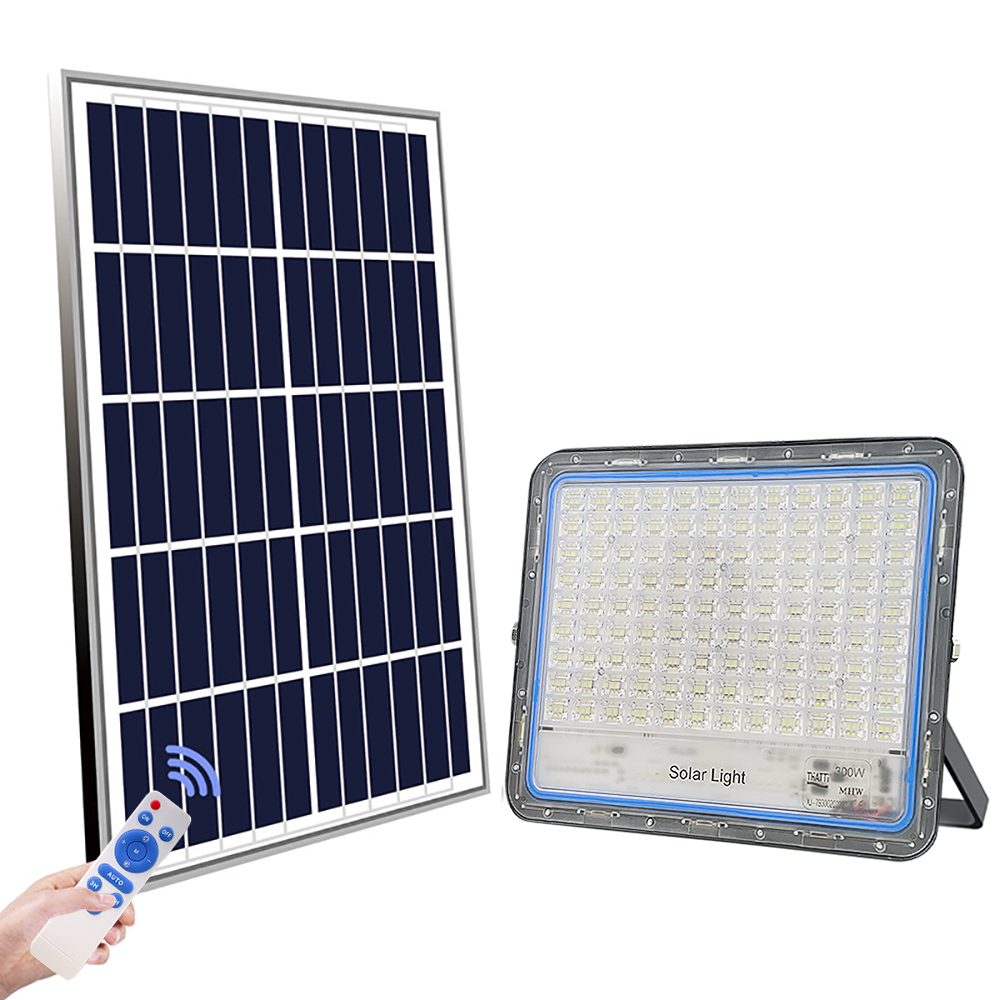 Faro LED panel solar lámpara 300W 79300 crepúsculo con mando a distancia IP66