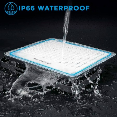 Faro LED panel solar lámpara 300W 79300 crepúsculo con mando a distancia IP66