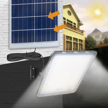 Faro LED panel solar lámpara 300W 79300 crepúsculo con mando a distancia IP66